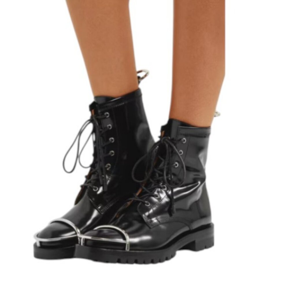 Alexander Wang black Lyndon Halo leather combat boots size 37